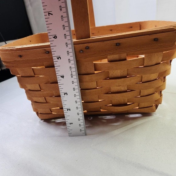 Vintage 2000 Longaberger Woven Rectangular Picnic Basket With Handle Brown - Picture 11 of 11